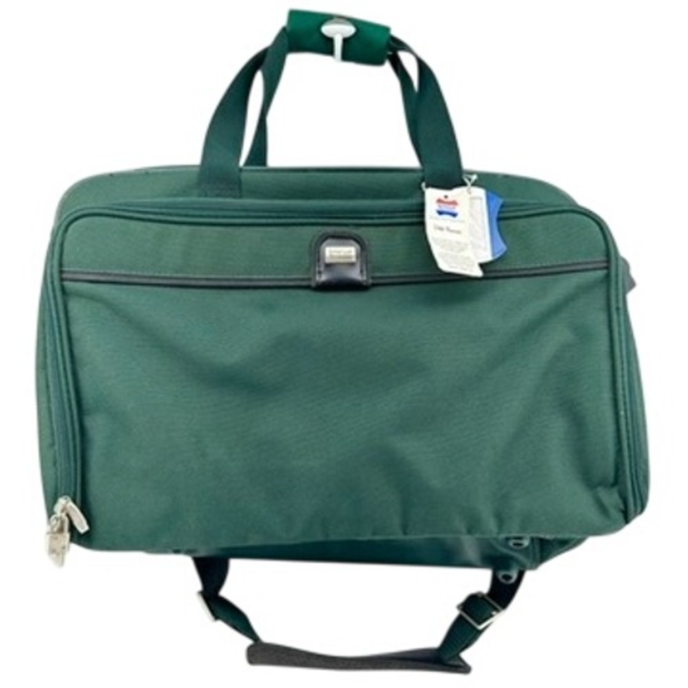 VTG American Tourister Green Canvas Bag Travel Carry On Luggage‎ DEADSTOCK